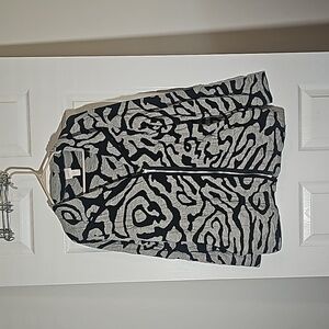 Chico's Asymmetric Zip Boiled Wool Knit Cardigan Sweater Jacket 1 US Size S